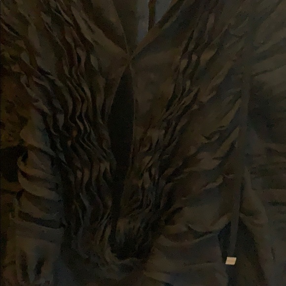 AnnaRita N 100% silk deep v neck black blouse S-M - Picture 3 of 5